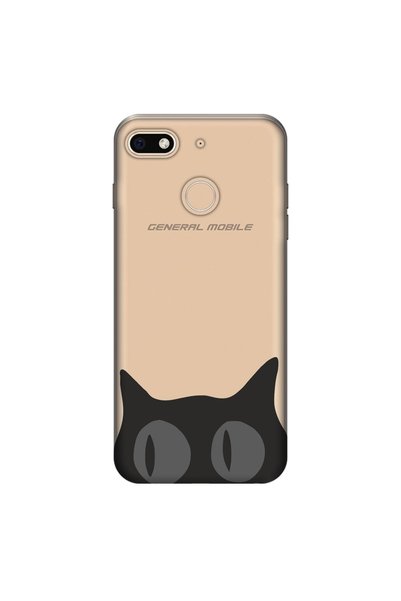 General Mobile Gm 8 Go Case 0.4mm Laser Cut Silicone Cover Confused Cat