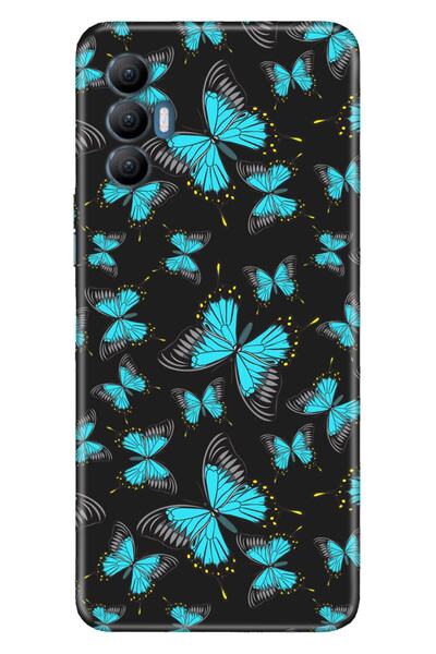 TECNO Spark 8 Pro Kılıf Silikon Tioserisi Desenli Resimli - Mavi Kelebek