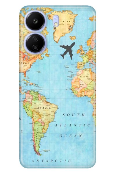 POCO Xiaomi C65 - Redmi 13C Case Pictorial Printed Silicone Map