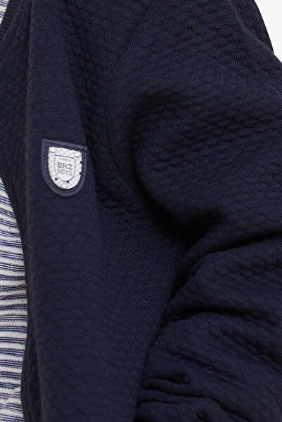 Breeze Boy's Cardigan Basic with Pockets and Emblem, Age 2-6, Navy Blue