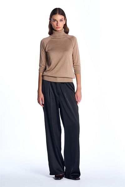 SHERIN Black Satin Wide Leg Pants
