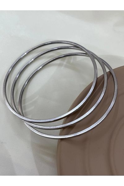 YASİN TOPÇU Silver Steel 3-piece Ajda Bracelet Set