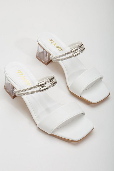 Hayalimdeki Ayakkabı Pantofi cu toc mic Lissen White Stone