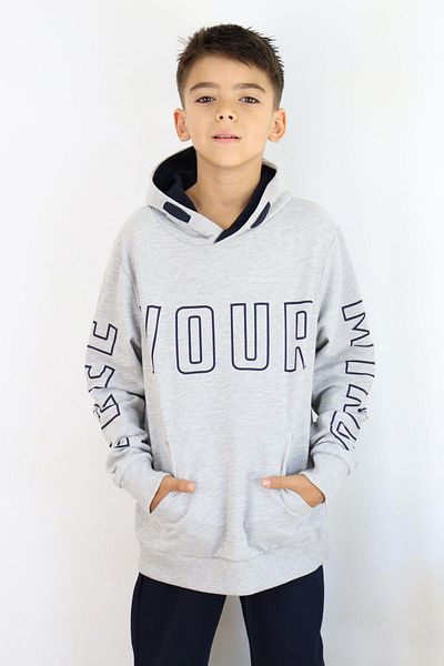 Breeze Boy's Text Printed Sweatshirt Age 9-16, Gray Melange
