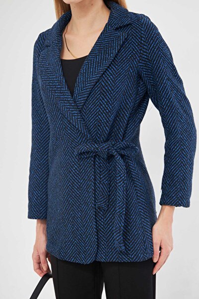 armonika Women's Saks Side Tied Fish Back Patterned Stamp Jacket Arm-25K 001019