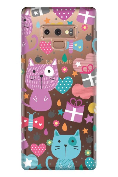 Cekuonline Case for Samsung Galaxy Note 9 Pure Modern Pattern Silicone Pink Cat