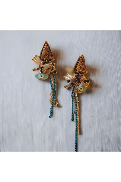 dela otantik Otantik Etnik Bohem Boncuklu Uzun Nazar Göz Küpe El Yapımı Bijuteri Kadın Takı/ Hediye/ Earrings