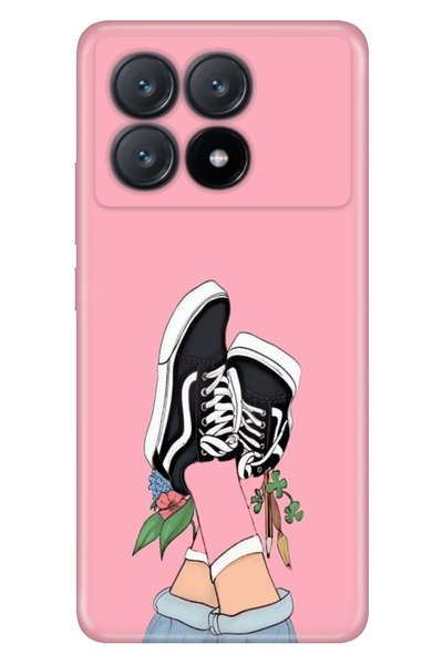 POCO X6 Pro 5G Uyumlu Kılıf Resimli Baskılı Nano Silikon Pembe Kolej
