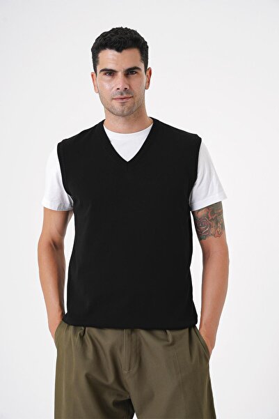 CHUBA V-Neck Black Knitwear Sweater - Men's Regular Fit 25W2001