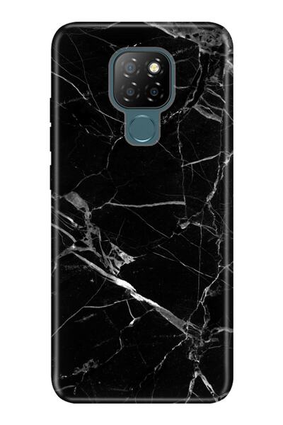 General Mobile Gm 20 Kılıf 0.4mm Lazer Kesim Silikon Kapak Mermer Siyah