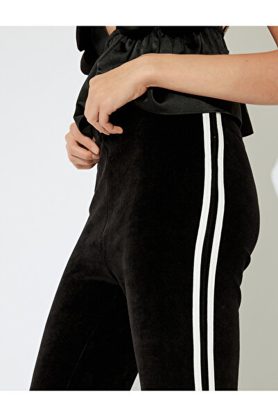 Koton X İnji - İspanyol Paça Kadife Beli Lastikli Biyeli Rahat Kalıp Eşofman Pantolon