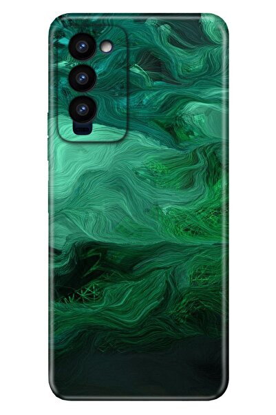 TECNO Camon 18 Uyumlu Kılıf Colored Resimli Silikon Yeşil Çizim Mermer