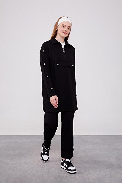 Levidor Siyah Düğme Detaylı Spor Takım