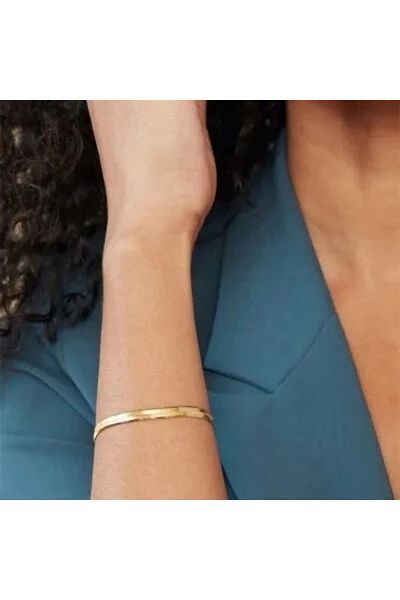 YASİN TOPÇU Italian Steel Gold Straight Bracelet
