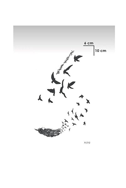 GLANZEND Gerçek Dövme Görünümlü Uçan Kuşlar Modelli 3 Boyutlu Tattoo