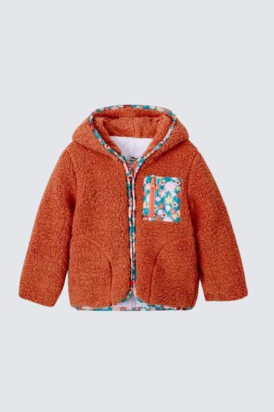Verscon Patterned Hooded Zippered Welsoft Sherpa Girl's Winter Fleece Jacket