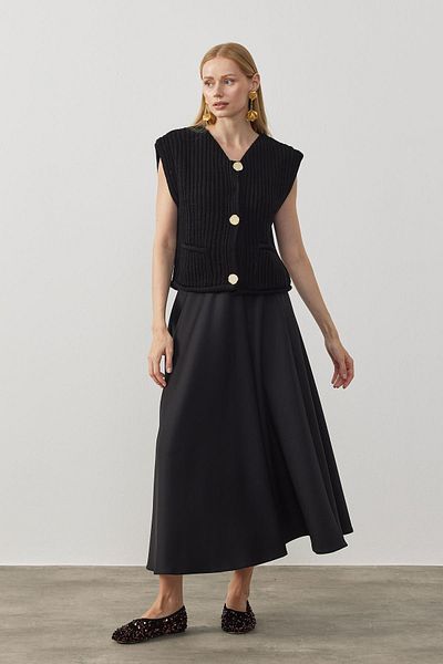 Telablanka Riley Gold Anthracite Knitted Sweater - Buttoned_Anthracite