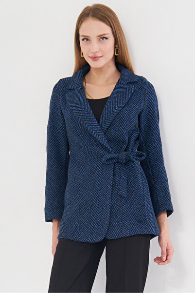 armonika Women's Saks Side Tied Fish Back Patterned Stamp Jacket Arm-25K 001019