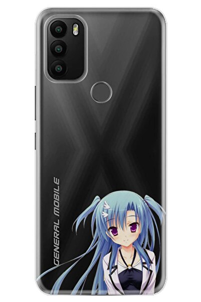 General Mobile Gm 21 Plus Kılıf 0.4mm Lazer Kesim Silikon Kapak Mavi Anime Kız