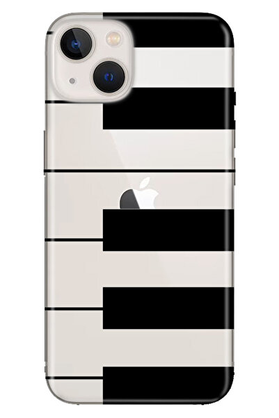 Cekuonline iPhone 15 Kılıf Kamera Korumalı Silikon Desenli Resimli Kapak Piyano