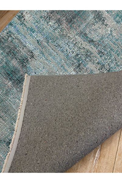 Halımax Drom Kaymaz Tabanlı Yıkanabilir Mavi Modern Salon Halısı