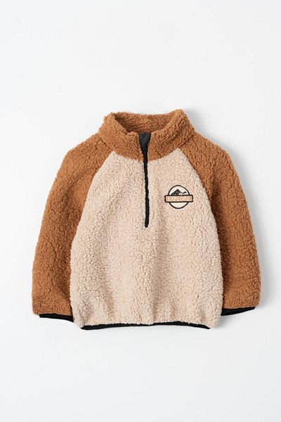 Verscon Color Blocked Half Zipper Welsoft Sherpa Boy's Winter Fleece Sweatshirt