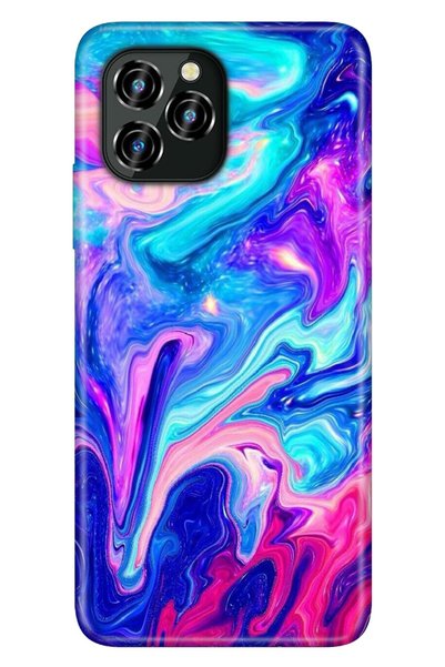 oukitel C21 Pro Case Silicone Patterned Illustrated Uv Cover Blue Pink Illusion