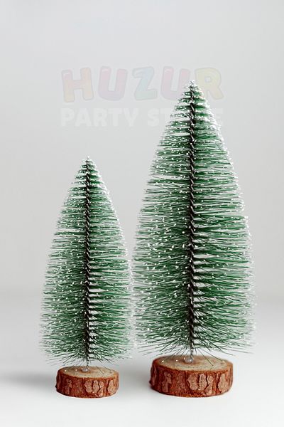 Huzur Party Store Σετ 2 Νεβάδα Δέντρο 10-15 cm Μίνι Επιτραπέζιο Πρωτοχρονιάτικο Δώρο Πεύκο Χιονισμένο Πρωτοχρονιάτικο Δώρο