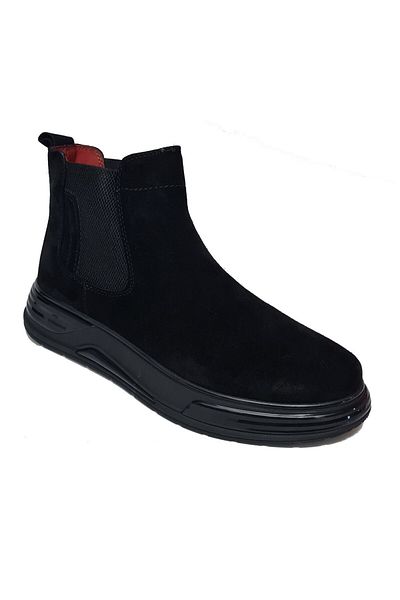 MARCOMEN 20001 Men's Genuine Leather Elastic Black Chelsea Model Casual Boots