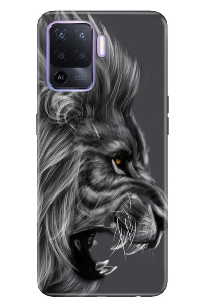 OPPO Reno 5 Lite Uyumlu Kılıf Silikon Desenli Tam Koruma Resimli Kapak Kara A...