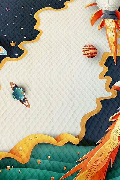 Else Dekor Διαστημόπλοιο Galaxy μοτίβο για αγόρι μονό σετ πικέ Καπιτονέ κάλυμμα κρεβατιού