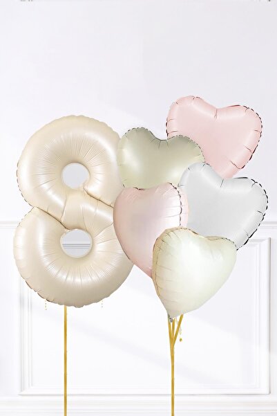 PEKSHOP Σετ μπαλόνια γενεθλίων σε ρετρό κρεμ χρώματα σατέν ροζ και λευκό, με ...