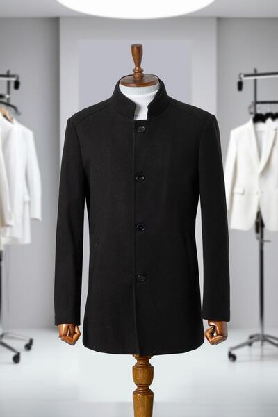 Salihtarzz Men's Coat Cashmere Black Sd41057