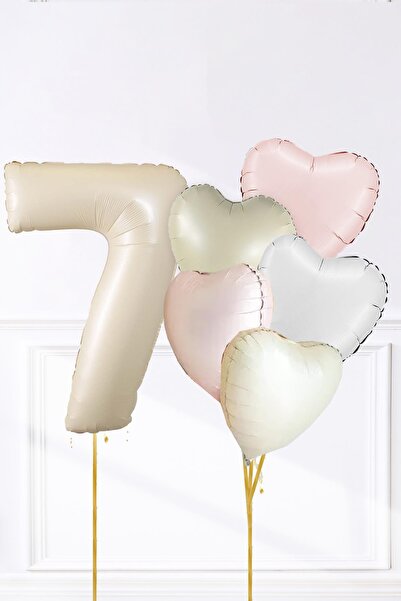 PEKSHOP Σετ μπαλόνια γενεθλίων σε ρετρό κρεμ χρώματα σατέν ροζ και λευκό, με ...