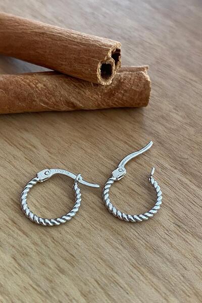 Birinci1926 14 Ayar Beyaz Altın Burgulu Halka Erkek Küpe