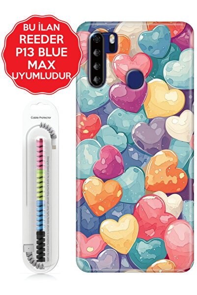 Reeder S23 Pro P13 Blue Max Pro Lite 2020 2021 2022 Kılıf Silikon Kapak Heart Pattern