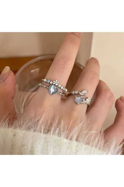 REN AKSESUAR طقم خاتم حجر الزركون 3 قطع