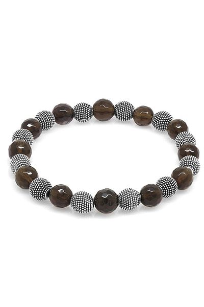Tesbihane Faceted Quartz Metal Combination Sphere Cut Natural Stone Bracelet