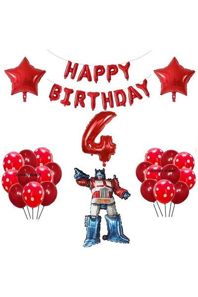 DÜVENCİ TİCARET Anime Transformers Balloon Birthday Age Ballon Set
