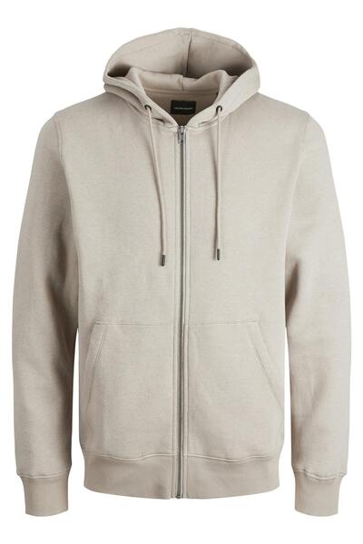 Jack & Jones Jjebradley Sweat Zip Hood Noos Stone 12249342