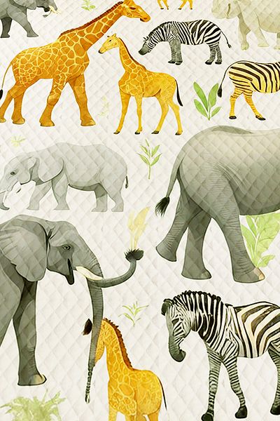 Else Dekor Καπιτονέ κάλυμμα κρεβατιού Safari African Animals με μοτίβο για αγόρια μονό πικέ