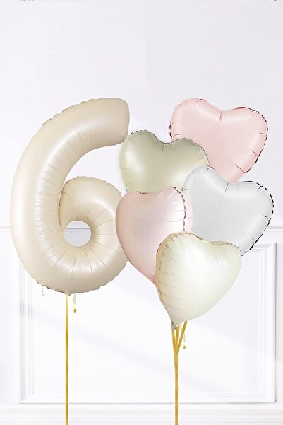 PEKSHOP Σετ μπαλόνια γενεθλίων σε ρετρό κρεμ χρώματα σατέν ροζ και λευκό, με ...