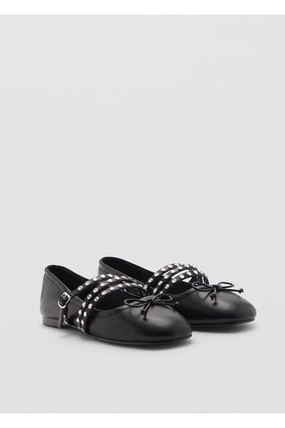 MANGO Woman Ballerinas with Straps and Studs