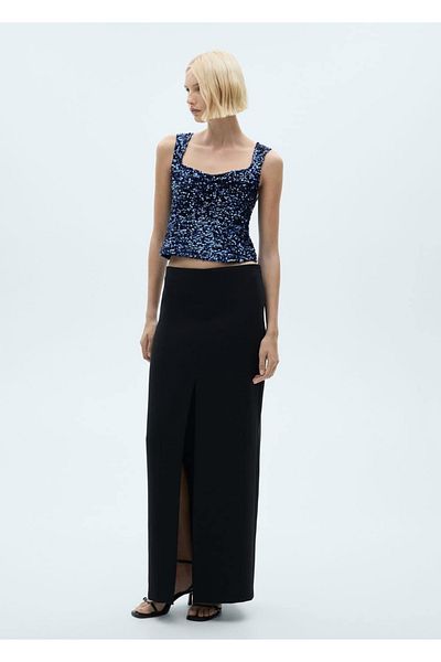 MANGO Woman Blouse with Sequins on the Straps