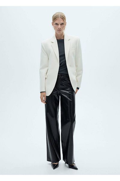 MANGO Woman Straight Cut Snake Skin Effect Trousers