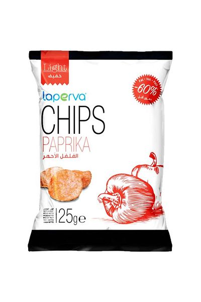 Laperva Light Chips, Paprika, 25 Gm,baked Without Fat, Source Of Fibres.