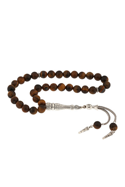 Gumush ​ Natural Stone Metal Tassel Tiger's Eye Stone Prayer Beads