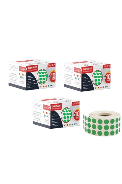 Tanex ETICHETE PUNCT 10 MM VERDE 5000 BUC (TREI CUTII)
