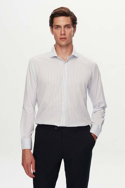 D'S Damat Πουκάμισο Ds Damat Slim Fit με μοτίβο λευκής γραμμής