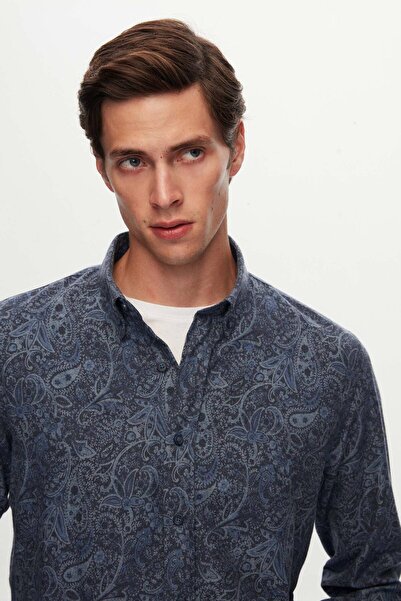 D'S Damat Πουκάμισο Ds Damat Slim Fit Indigo Printed